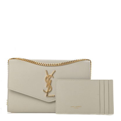 Saint Laurent Grain De Poudre Monogram Uptown Chain Wallet Crema Soft 1 of 4