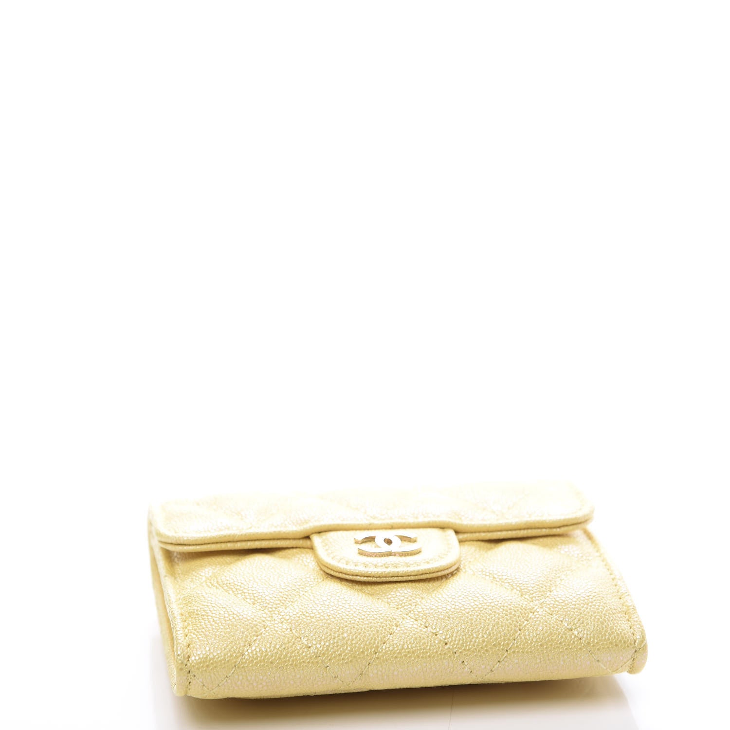 Chanel Iridescent Caviar Quilted Flap Card Holder Wallet Yellow 3 of 10