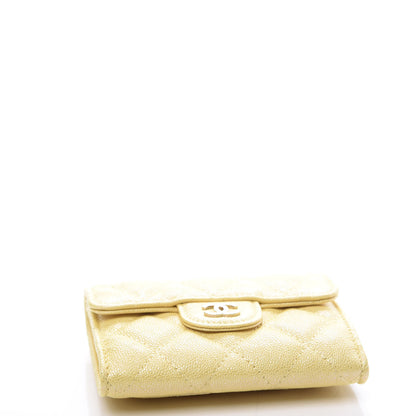 Chanel Iridescent Caviar Quilted Flap Card Holder Wallet Yellow 3 of 10