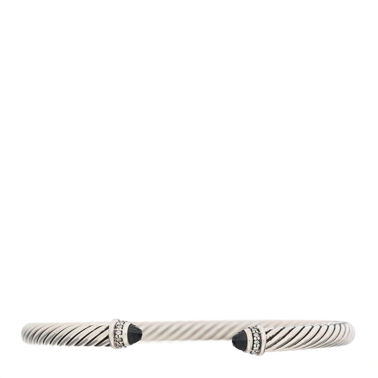 David Yurman Sterling Silver Diamond Black Onyx 5mm Cable Classics Bracelet 1 of 3