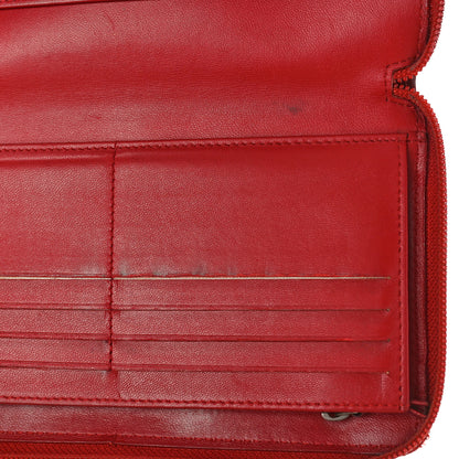 Chanel Lambskin Camellia Embossed Zip Around Organizer Wallet Red 14 of 16