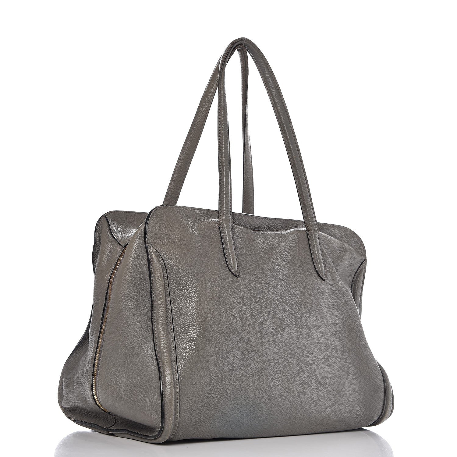 Alexander McQueen Pebbled Calfskin Large Skull Padlock Zip Around Tote Dark Grey 3 of 28