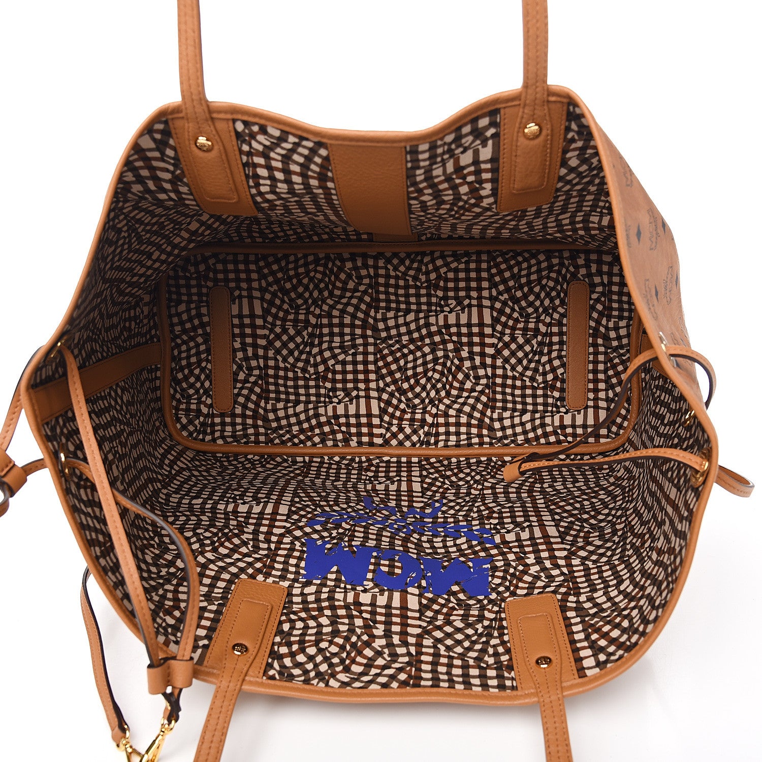 MCM Visetos Large Liz Reversible Shopper Tote Cognac 8 of 15