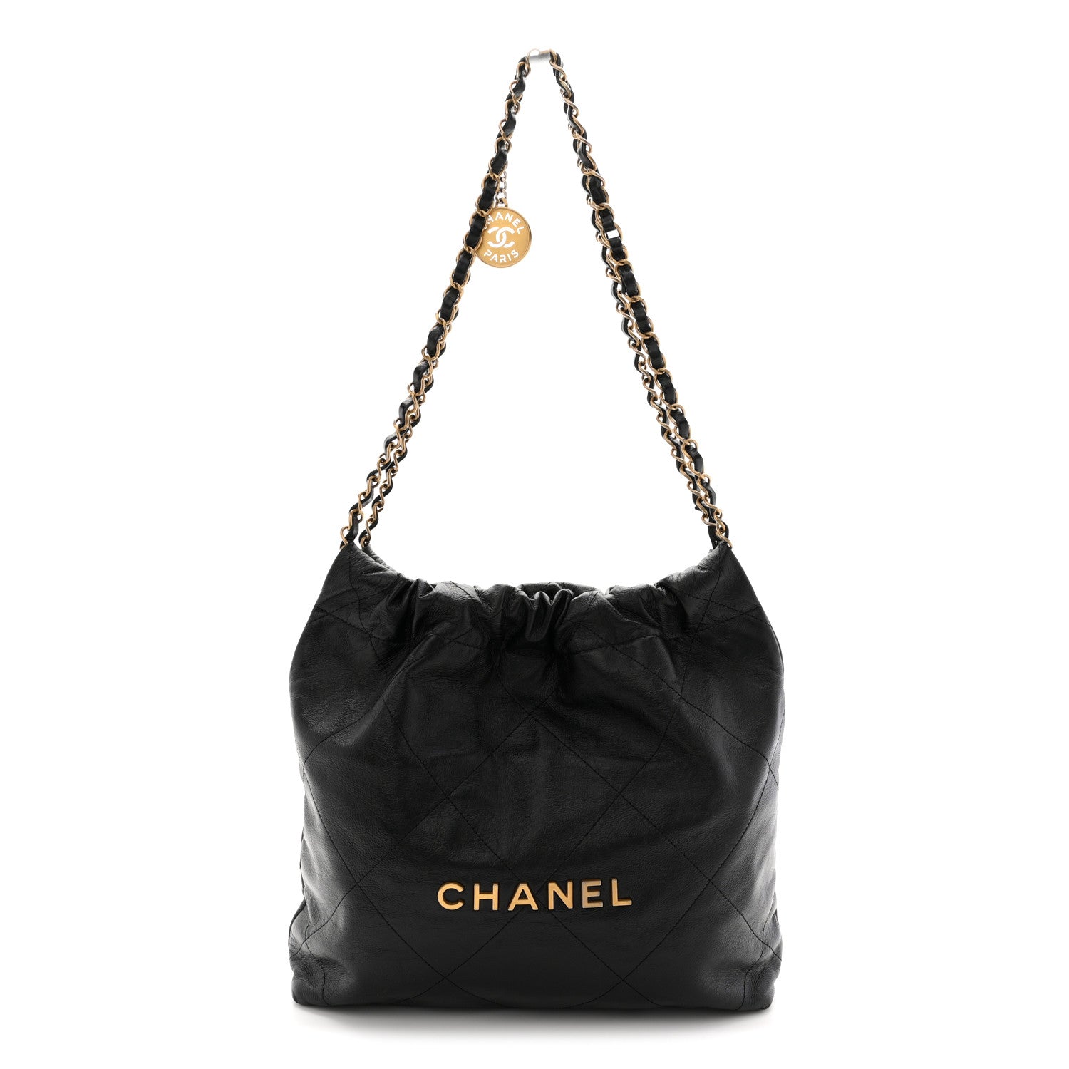 Chanel Shiny Calfskin Quilted Small Chanel 22 Black 1 of 11
