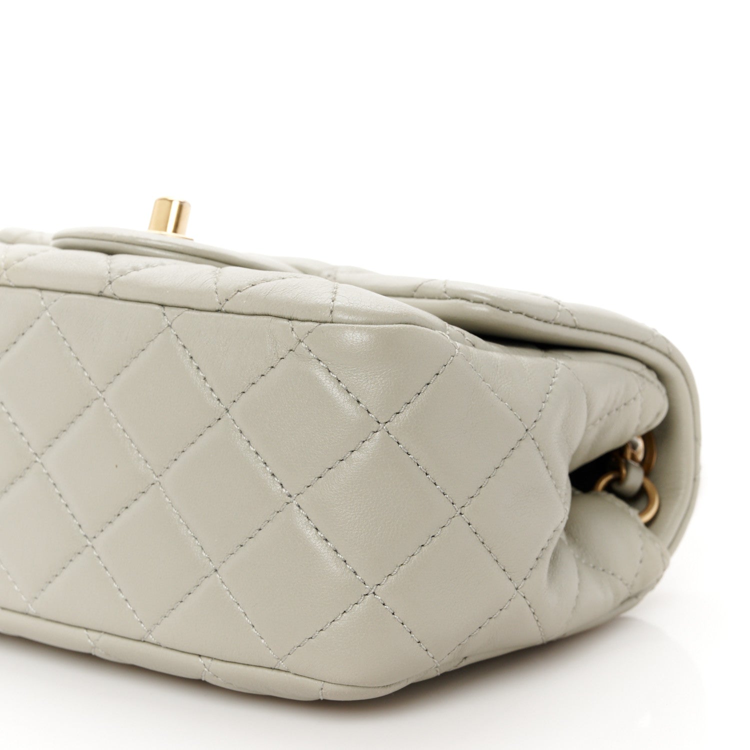 Chanel Lambskin Quilted Mini Pearl Crush Flap Light Grey 11 of 11