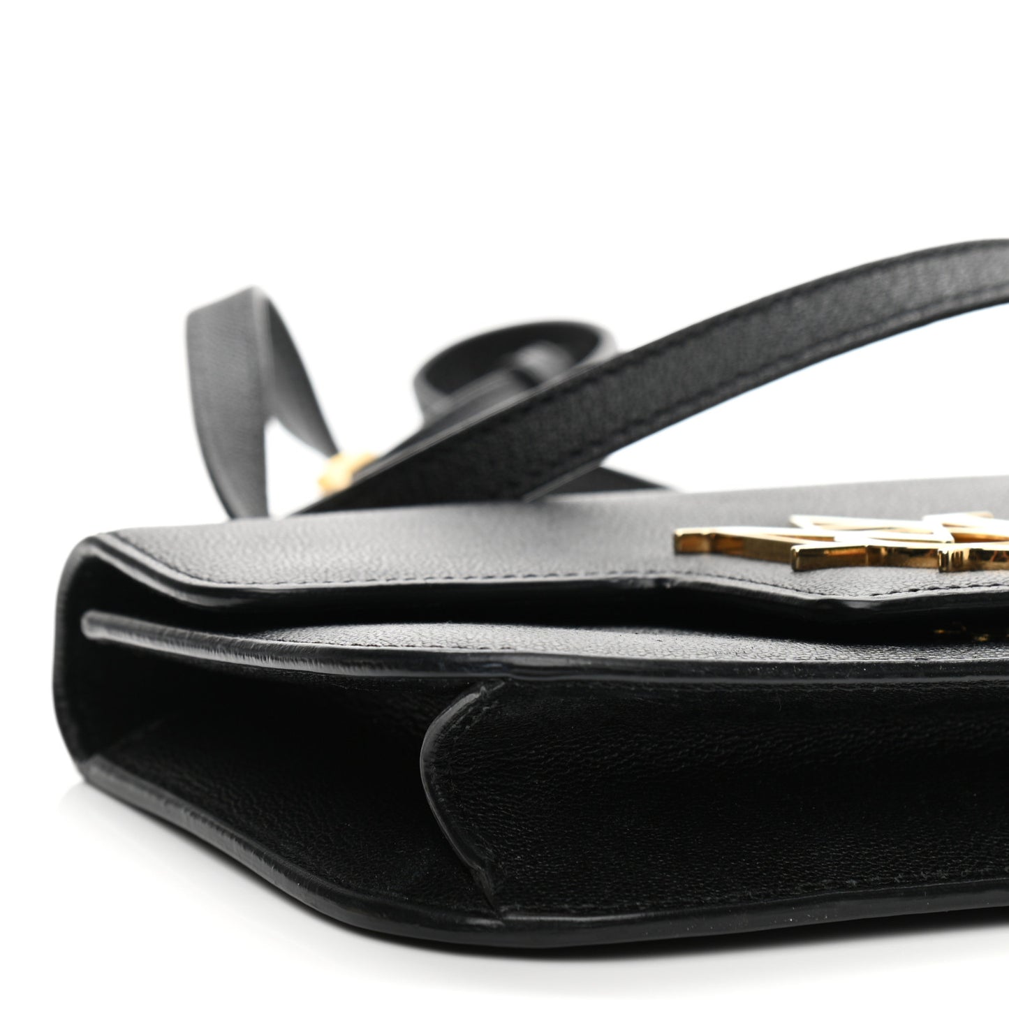 Grained Calfskin Small Insignia Flap Black