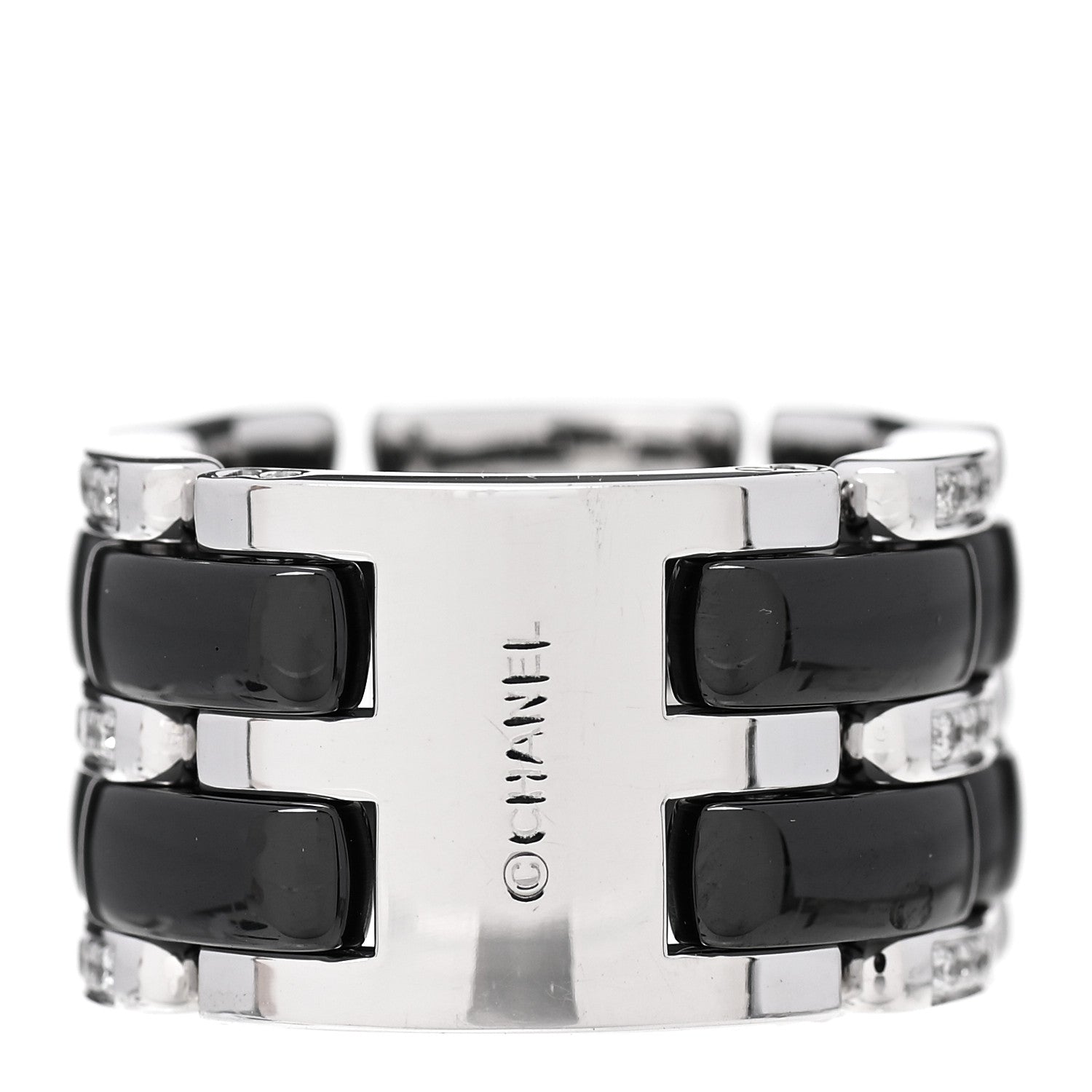 Chanel 18K White Gold Ceramic Diamond Large Ultra Ring Black 54 6.75 3 of 5