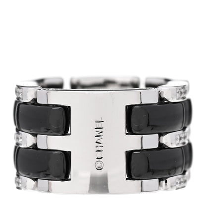 Chanel 18K White Gold Ceramic Diamond Large Ultra Ring Black 54 6.75 3 of 5