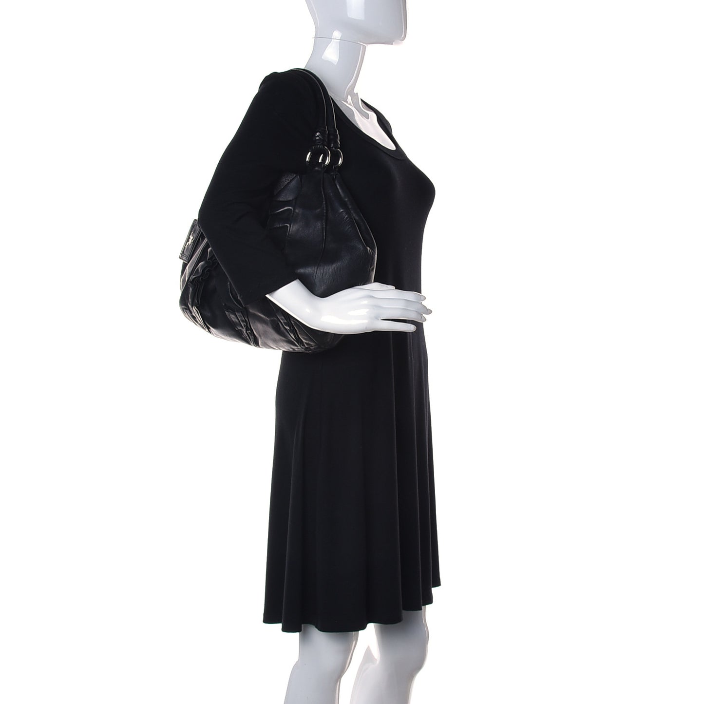 Nappa Ruffle Hobo Black