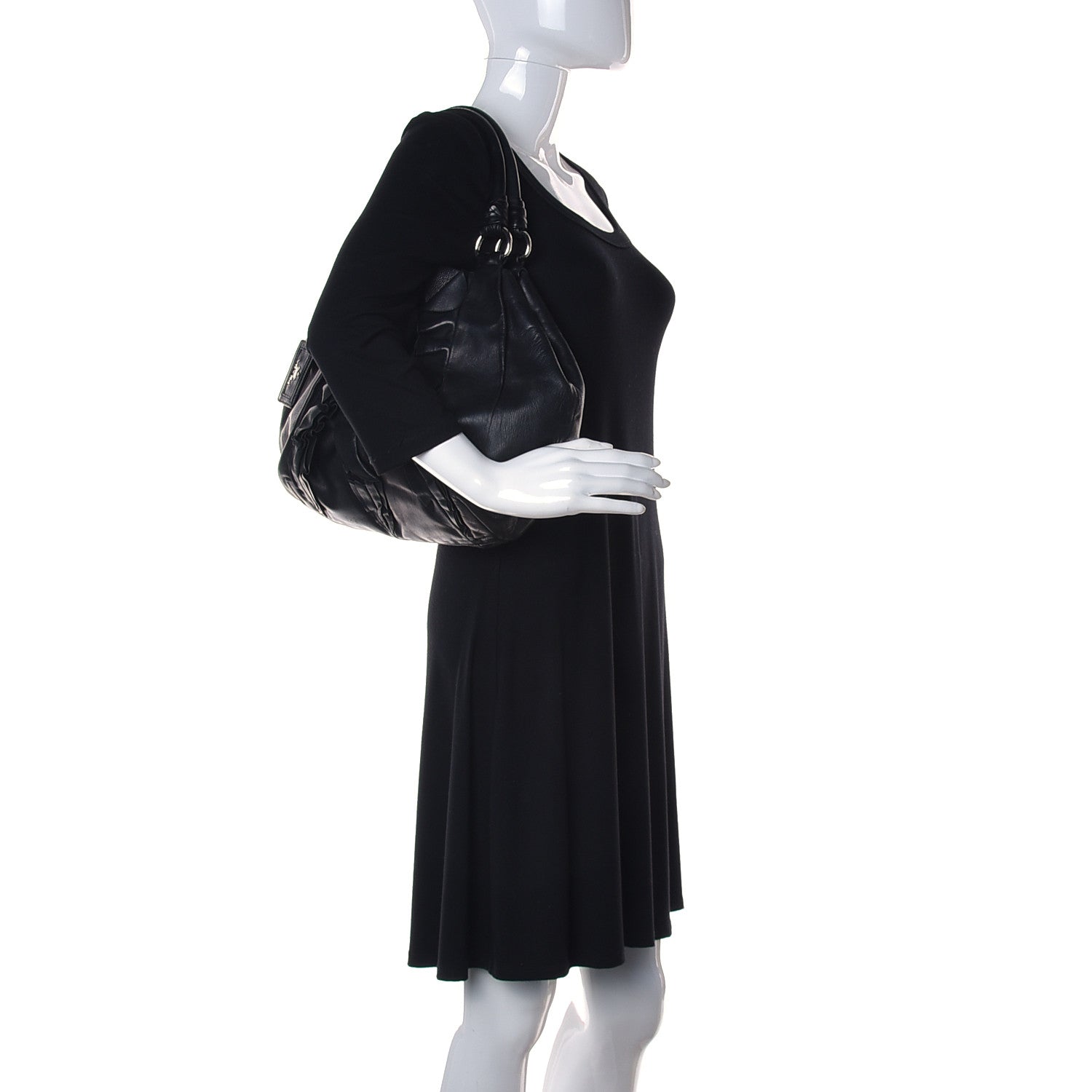 Prada Nappa Ruffle Hobo Black 2 of 15
