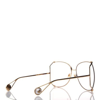 Gucci Metal Oversized Round Sunglasses GG0252S Gold 4 of 7