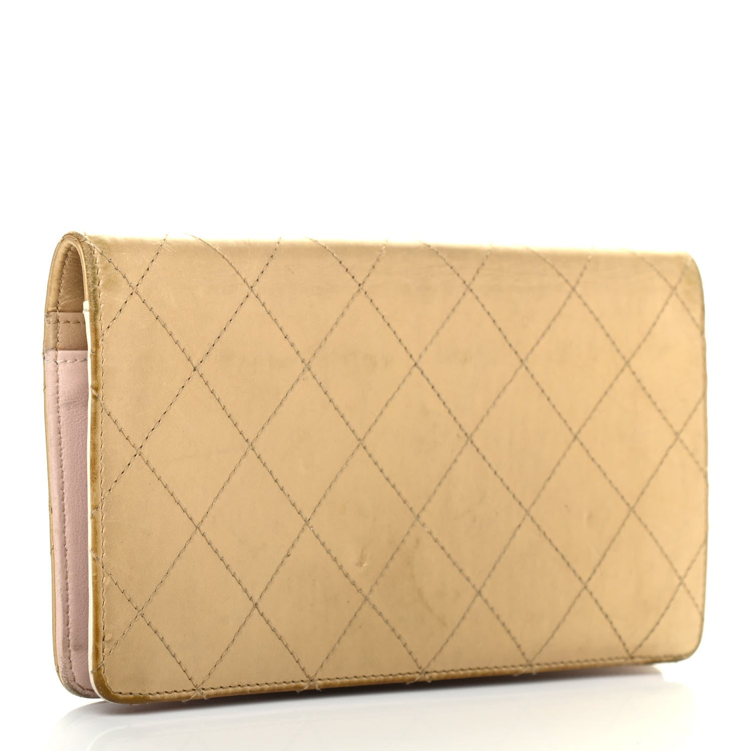 Chanel Metallic Calfskin Diamond Stitched Yen Wallet Gold 3 of 15