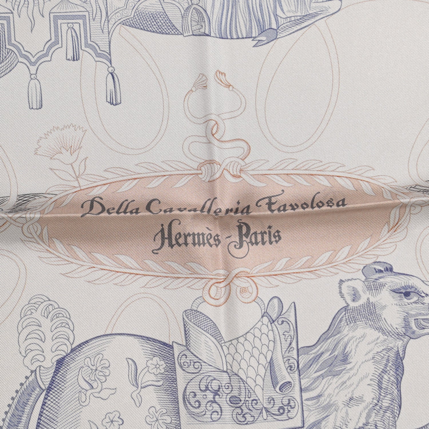 Hermes Silk Della Cavalleria Favolosa Double Face Scarf 90 Gris Argent Jaune 2 of 4