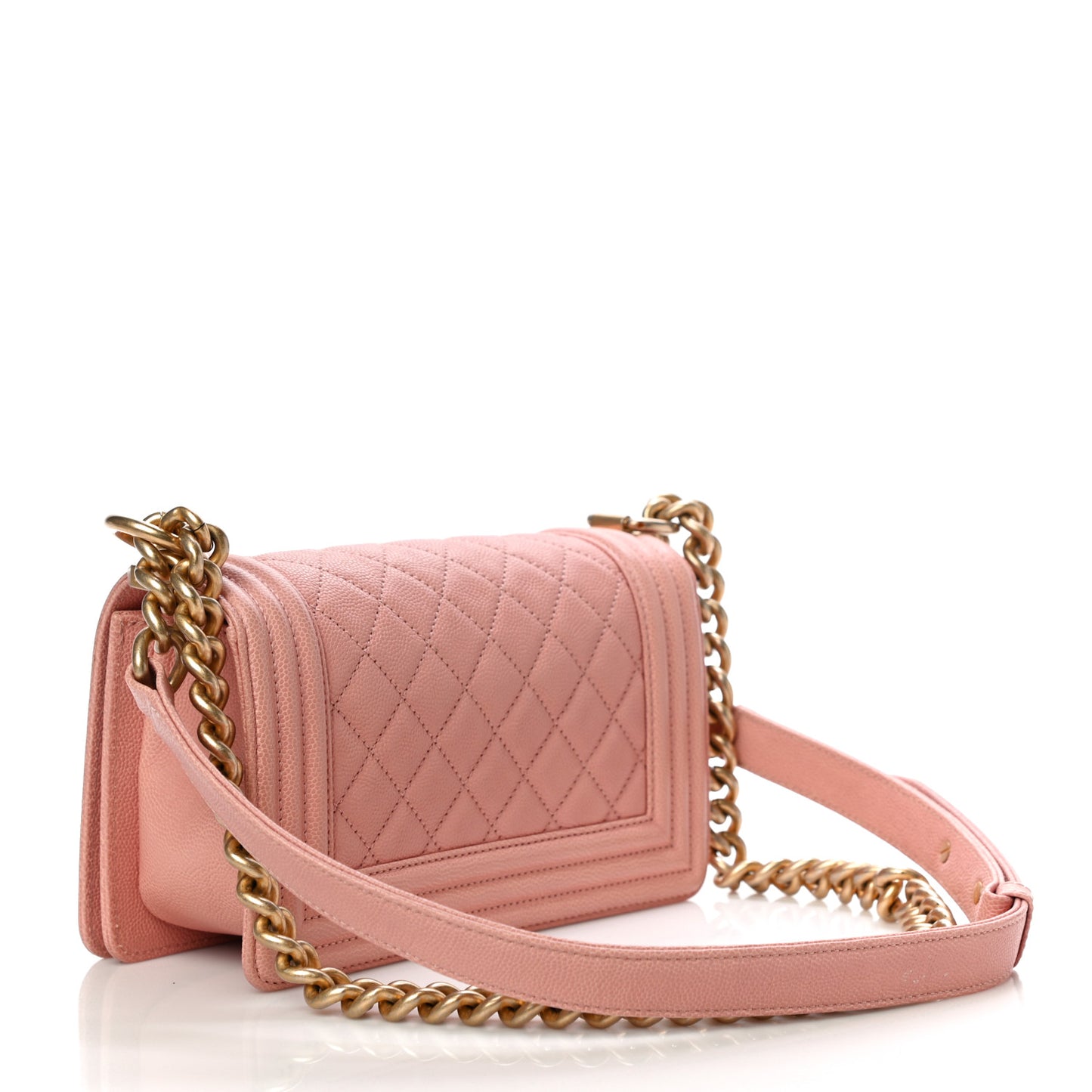 Caviar Quilted Small Boy Flap Light Pink