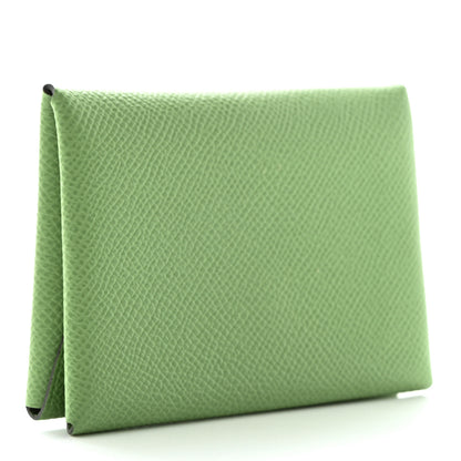 Hermes Epsom Calvi Duo Card Case Vert Criquet 3 of 9