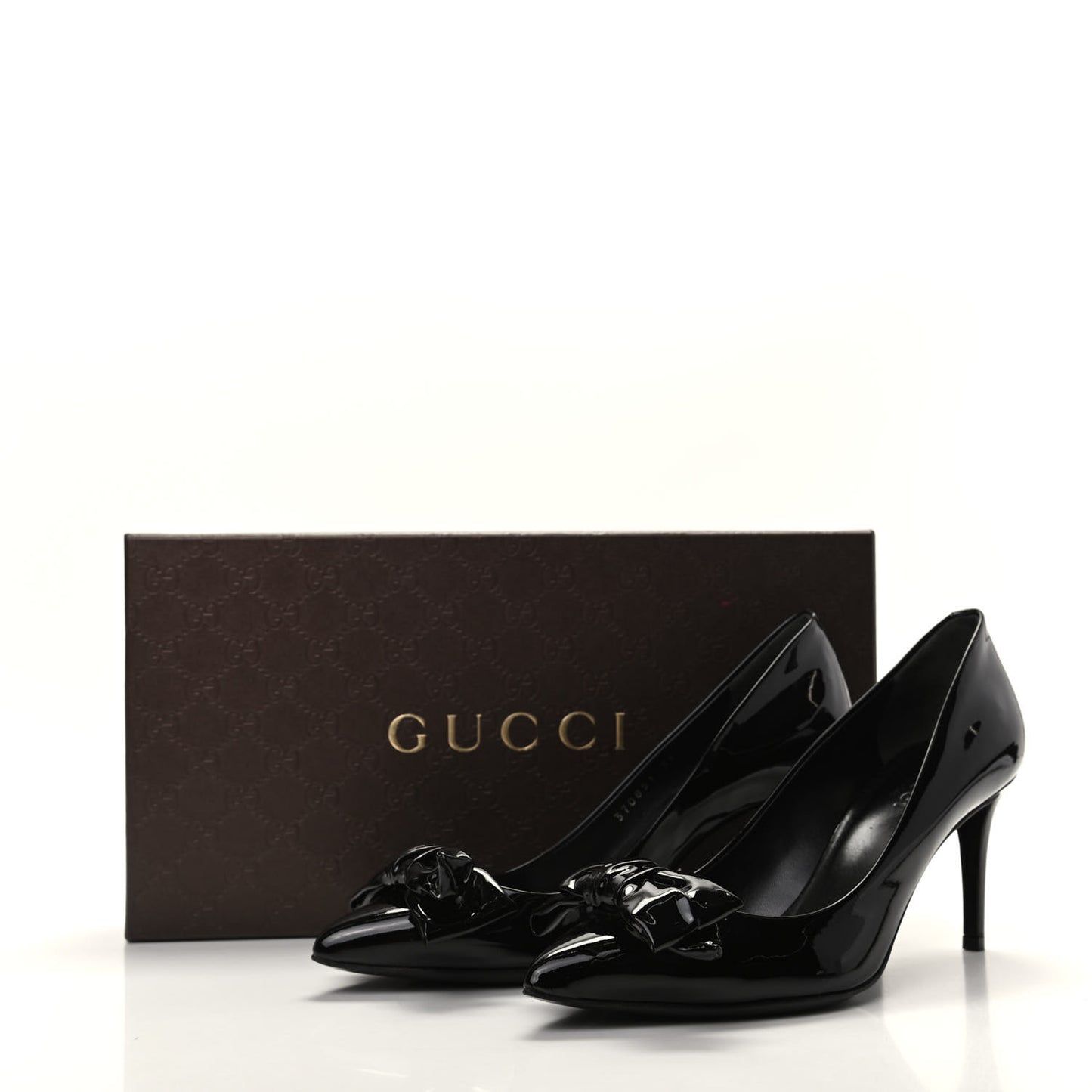 Patent Bow Mid Heel Pumps 36 Black