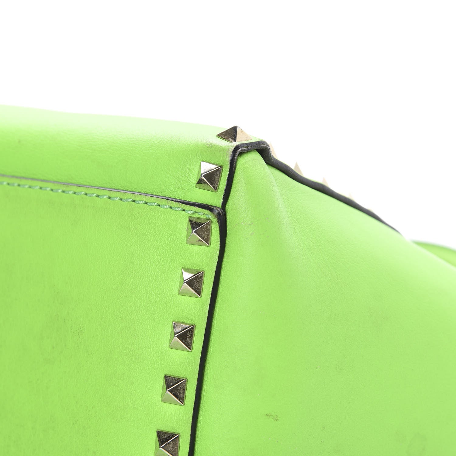 Valentino Garavani Vitello Small Rockstud Double Handle Tote Green Fluo 12 of 18