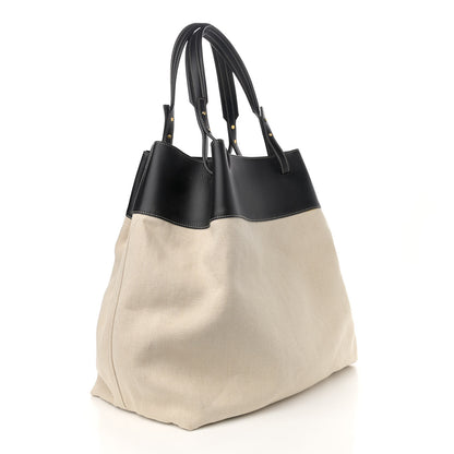 Bottega Veneta Natural Linen Matte Calfskin Quad Tote Black 4 of 10