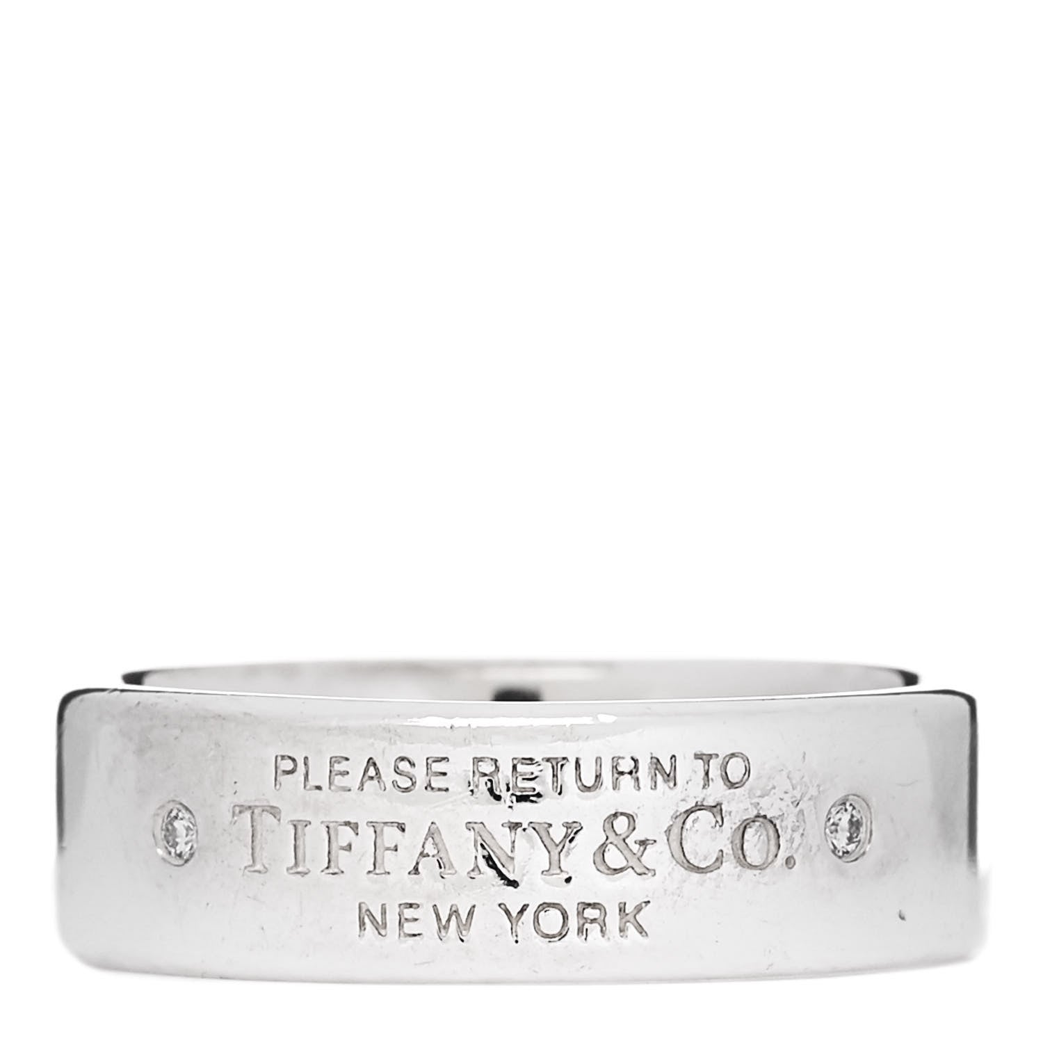 Tiffany Sterling Silver Diamond Return to Tiffany Narrow Ring 54 7 1 of 4