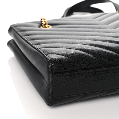 Saint Laurent Grain De Poudre Matelasse Chevron Small Tribeca Shopping Bag Black 8 of 11