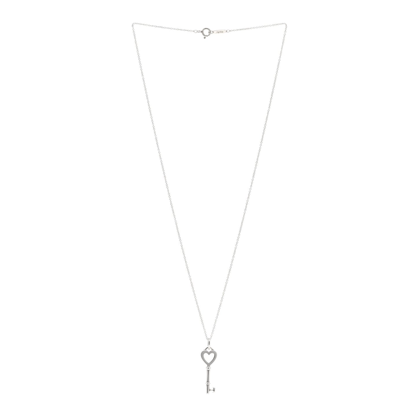 Sterling Silver Small Heart Key Pendant Necklace