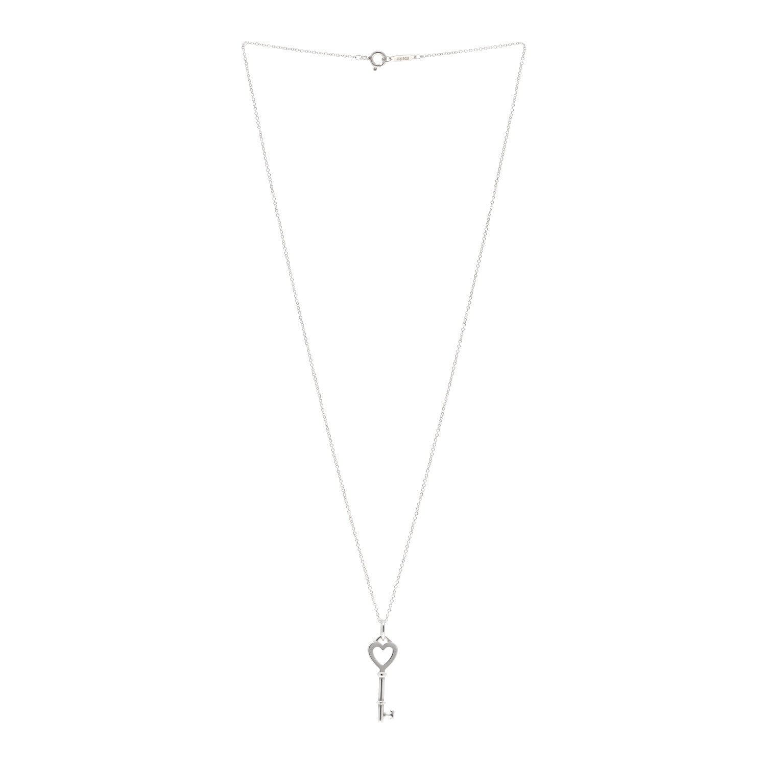 Tiffany Sterling Silver Small Heart Key Pendant Necklace 3 of 4
