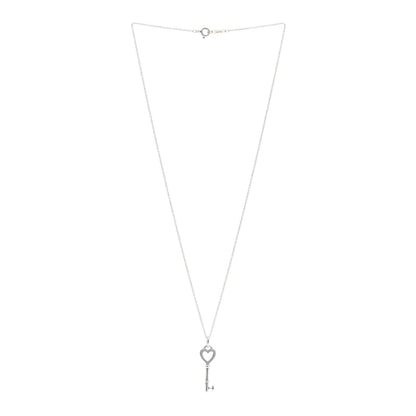 Tiffany Sterling Silver Small Heart Key Pendant Necklace 3 of 4