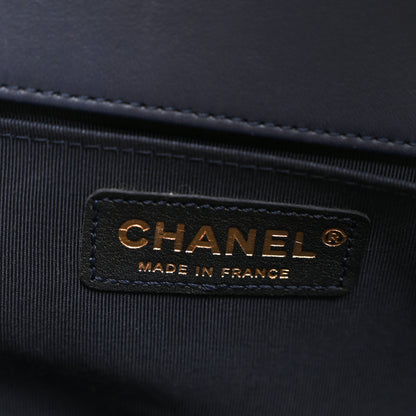 Chanel Lambskin Braided Woven Medium Boy Flap  Navy 6 of 10