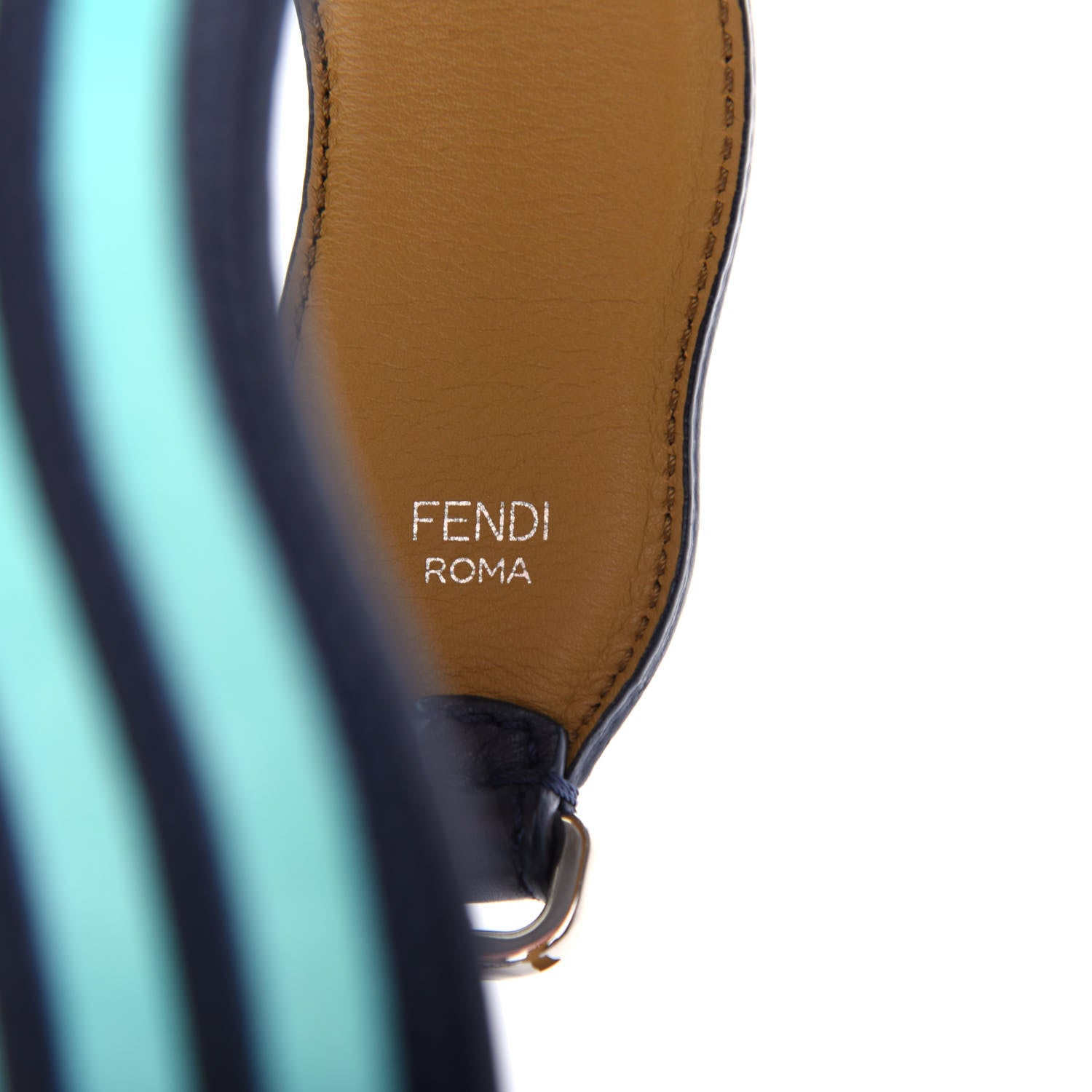 Fendi Suede Calfskin Waves Strap You Turquoise Navy Blue 3 of 3