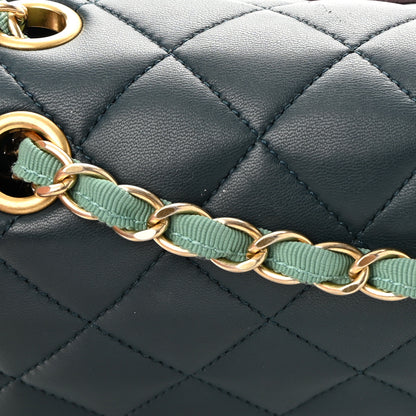 Chanel Lambskin Quilted Bi-Color Flap Navy Turquoise 16 of 16
