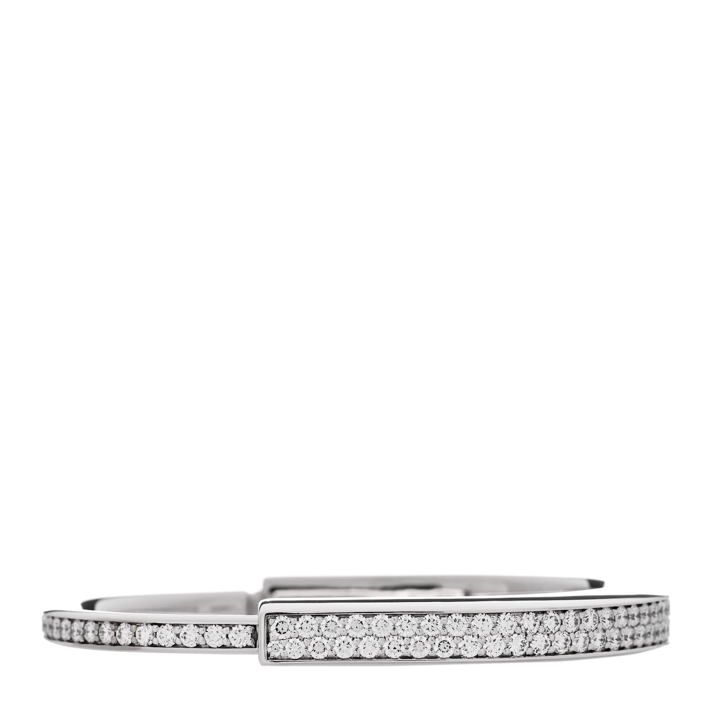 18K White Gold Diamond Tiffany Lock Bangle Pave Bracelet
