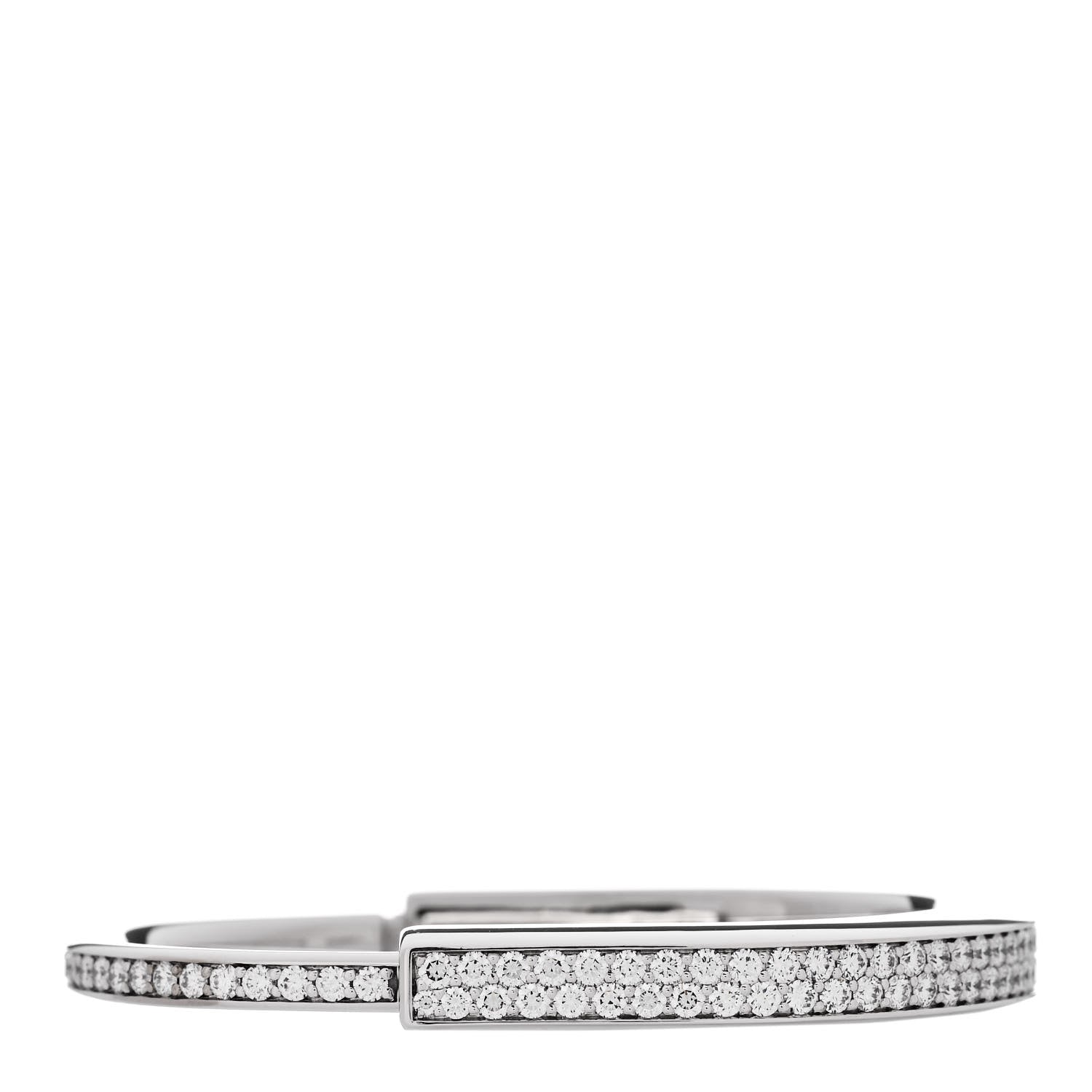 Tiffany 18K White Gold Diamond Tiffany Lock Bangle Pave Bracelet 2 of 4