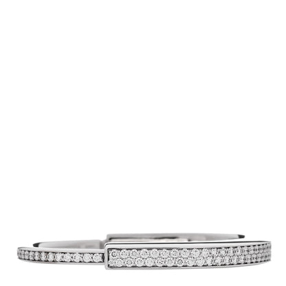 Tiffany 18K White Gold Diamond Tiffany Lock Bangle Pave Bracelet 2 of 4