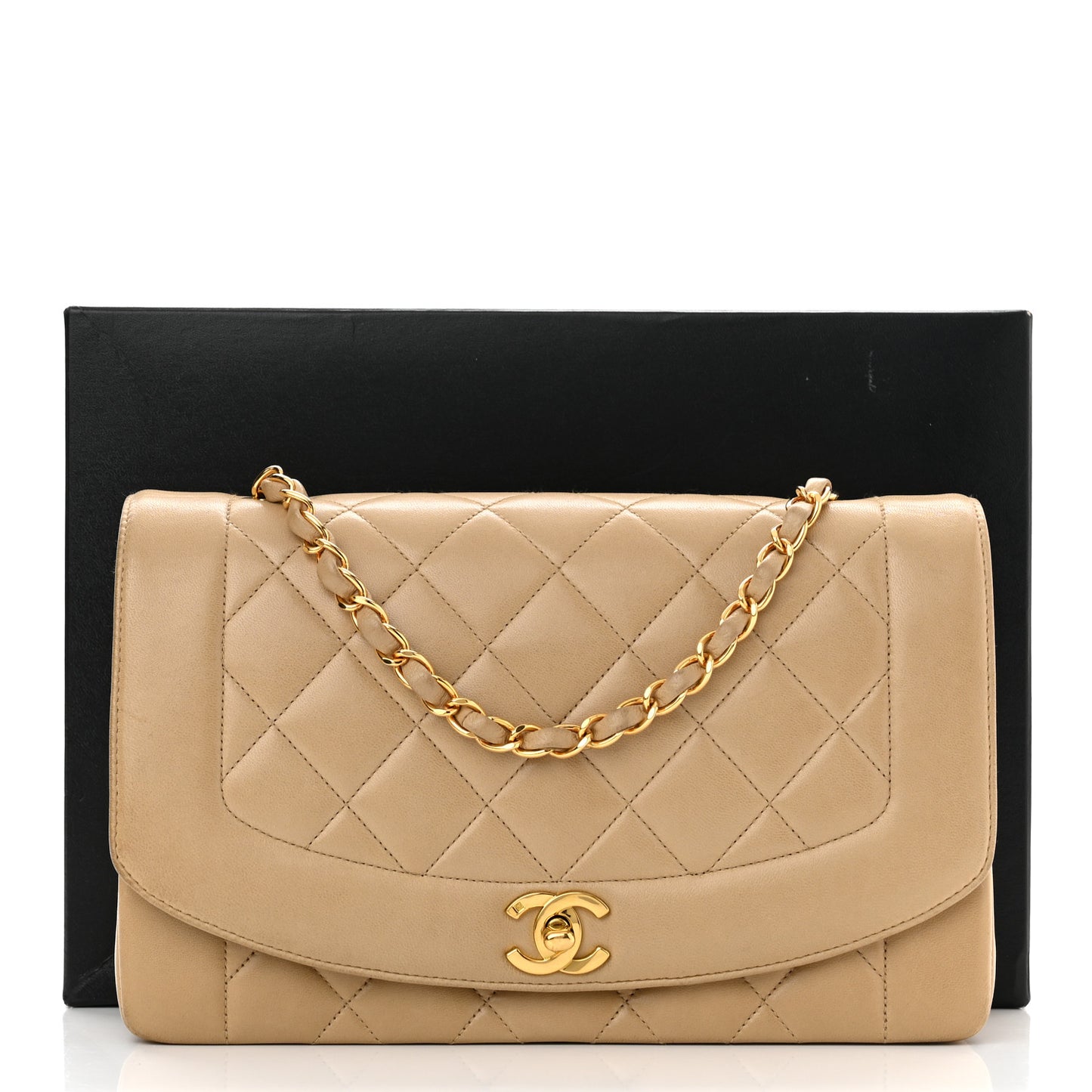 Lambskin Quilted Medium Single Flap Beige