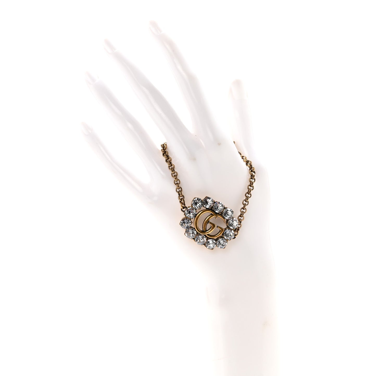 Metal Crystal Double G Bracelet Aged Gold