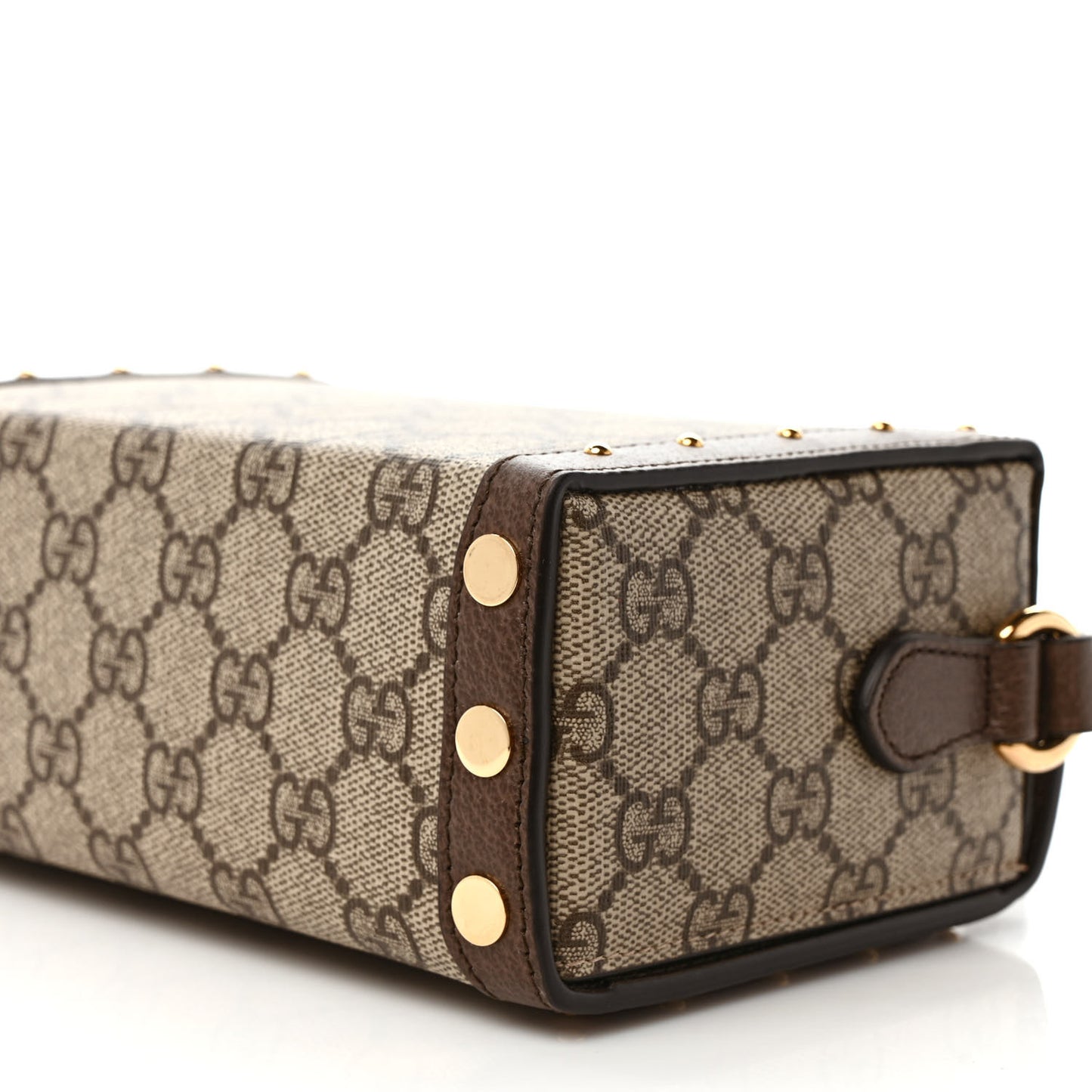 GG Supreme Monogram Textured Dollar Calfskin Mini Trunk Shoulder Bag Beige Ebony New Acero