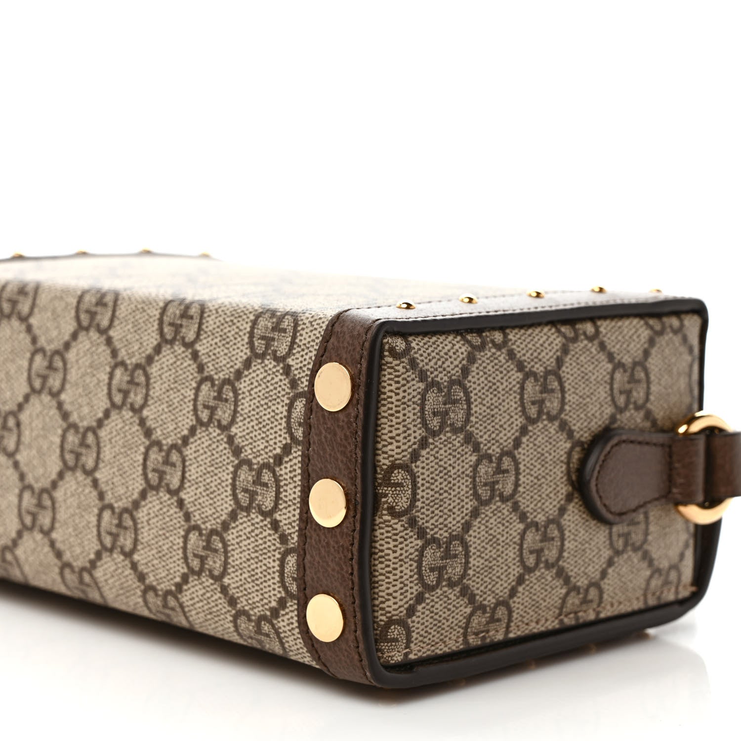 Gucci GG Supreme Monogram Textured Dollar Calfskin Mini Trunk Shoulder Bag Beige Ebony New Acero 9 of 10