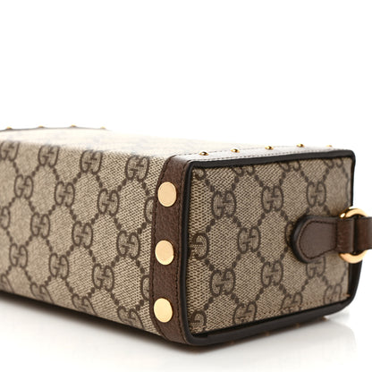 Gucci GG Supreme Monogram Textured Dollar Calfskin Mini Trunk Shoulder Bag Beige Ebony New Acero 9 of 10