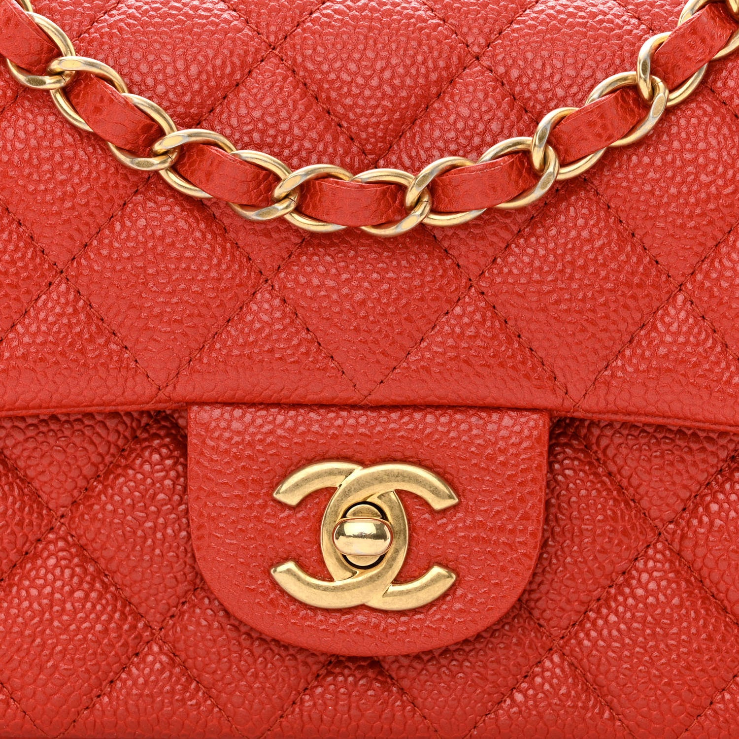 Chanel Pearly Caviar Quilted Mini Rectangular Flap Orange 8 of 11