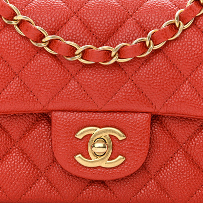 Chanel Pearly Caviar Quilted Mini Rectangular Flap Orange 8 of 11