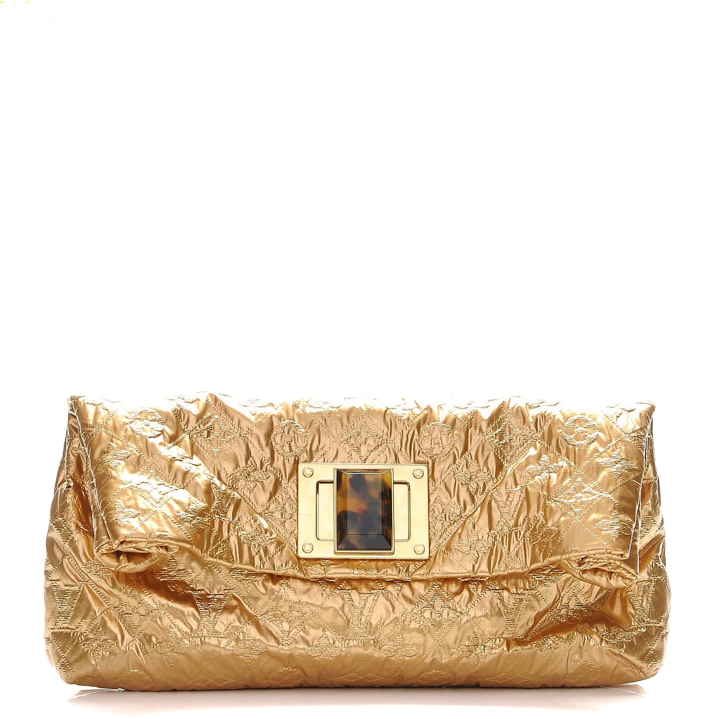 Jacquard Quilted Monogram Altair Clutch Gold