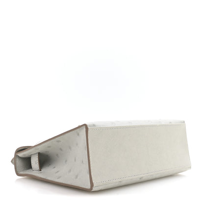 Hermes Ostrich Kelly Pochette Clutch Gris Perle 4 of 8