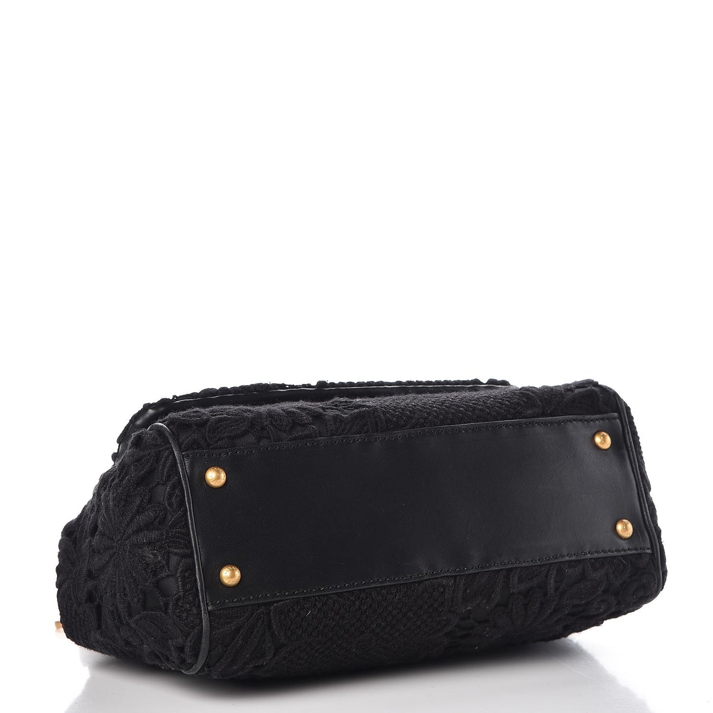 Calfskin Medium Embroidered Laser Cut Miss Sicily Satchel Black