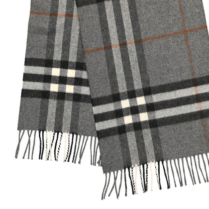 Burberry Cashmere Classic Check Fringe Scarf Grey 3 of 5