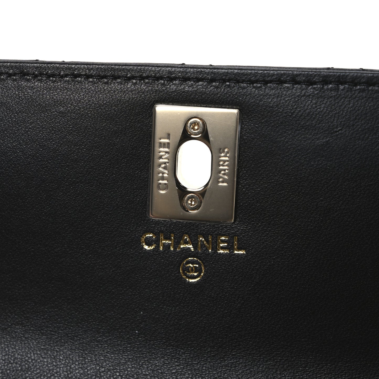 Lambskin Quilted Trendy CC Dual Handle Clutch With Chain Black