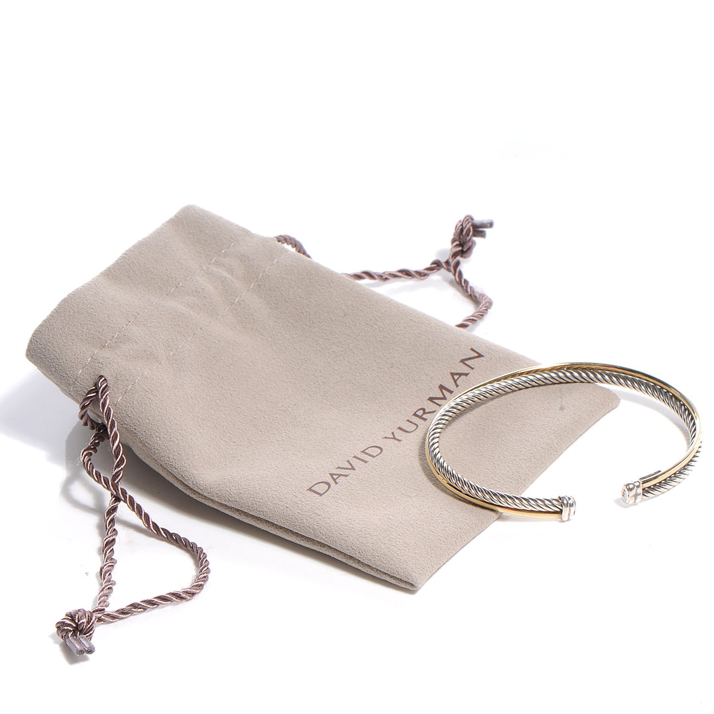 Sterling Silver 18K Yellow Gold 3mm Crossover Cuff Bracelet