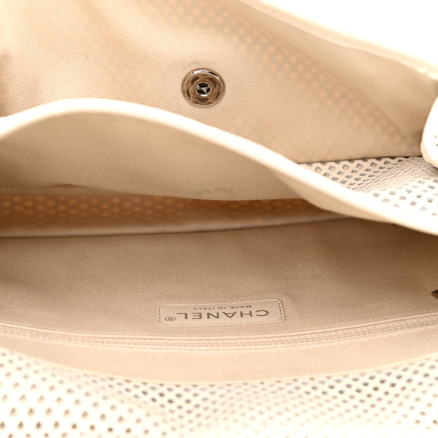 Perforated Calfskin Up In The Air Flap White