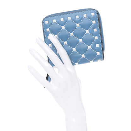 Valentino Garavani Nappa Free Rockstud Spike Compact Zip Around Wallet Cerulean 2 of 8