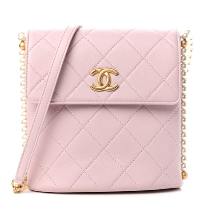 Chanel Calfskin Quilted Pearl Small About Pearls Hobo Bag Light Pink 1 of 11