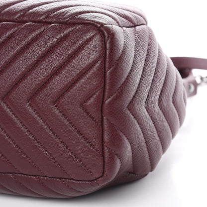 Chanel Deerskin Chevron Small CC Chain Bucket Bag Burgundy 10 of 10
